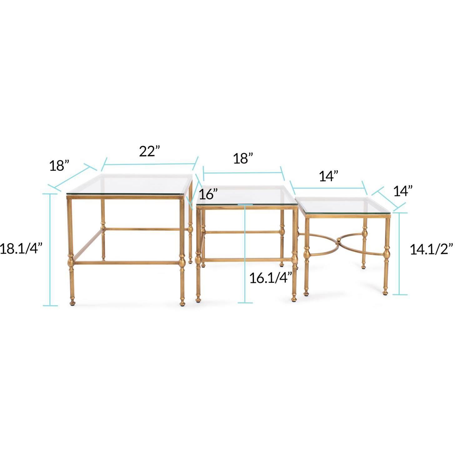 Bonnifait 22 X 18.25 inch Antique Bronze Nesting Tables